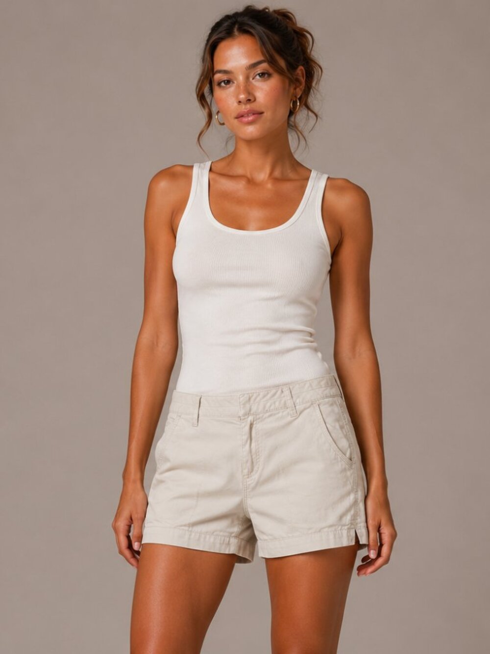 ELLE Paris Beige Chino Shorts Women’s Size 10 Stretch Cotton